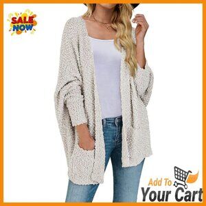 Oversized Sherpa Cardigan Batwing Sleeve Fuzzy Winter Sweater Coat